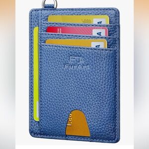 NWOT RFID Blue Leather Slim Wallet